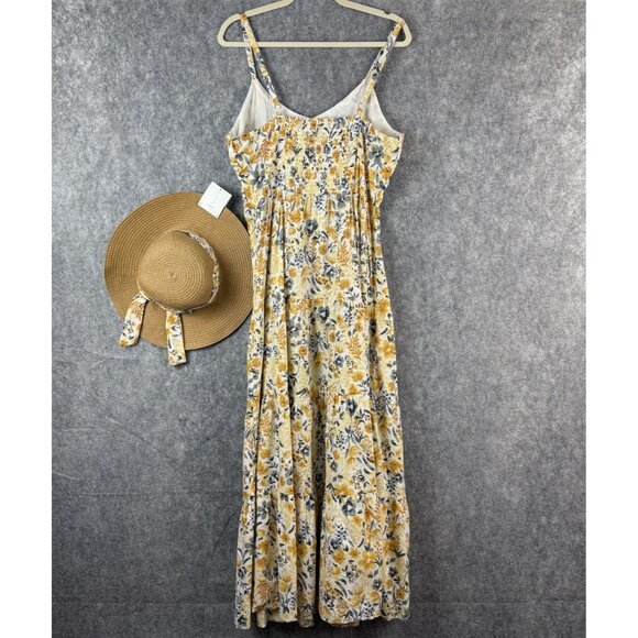 Joie Floral Sundress & Hat Size 12 Mommy and Me Yellow Tiered Cottagecore Beach - Picture 8 of 15